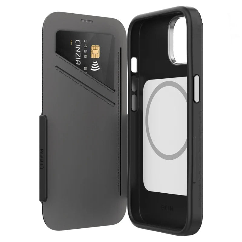 NNEDSZ EFM Monaco Case Armour with ELeather + MagSafe D3O Suits iPhone 14 Pro Max/ 13 Pro Max - Black